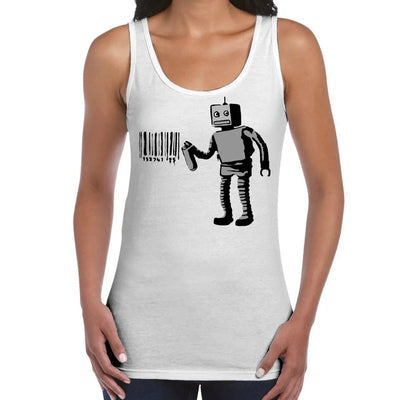 Banksy Barcode Robot Women's Tank Vest Top S / White