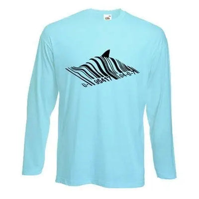 Banksy Barcode Shark Long Sleeve T-Shirt S / Light Blue