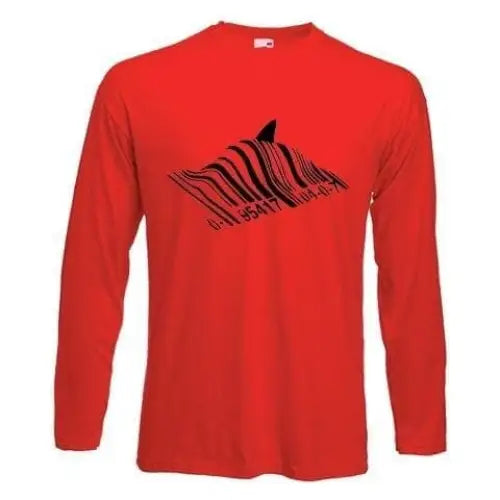 Banksy Barcode Shark Long Sleeve T-Shirt S / Red