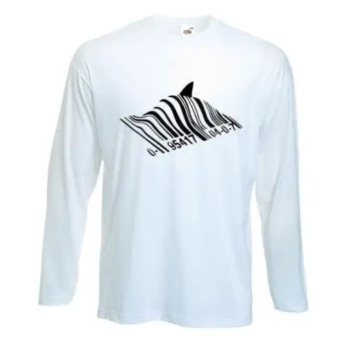 Banksy Barcode Shark Long Sleeve T-Shirt S / White