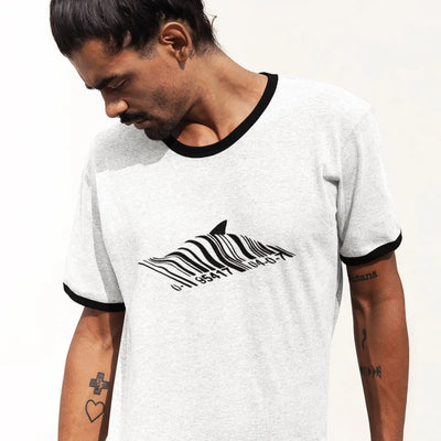 Banksy Barcode Shark Ringer T-Shirt