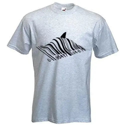 Banksy Barcode Shark T-Shirt S / Light Grey