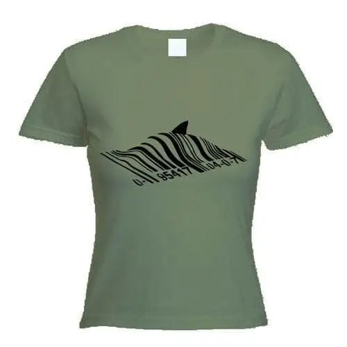 Banksy Barcode Shark Womens T-Shirt XL / Khaki