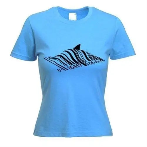Banksy Barcode Shark Womens T-Shirt XL / Light Blue