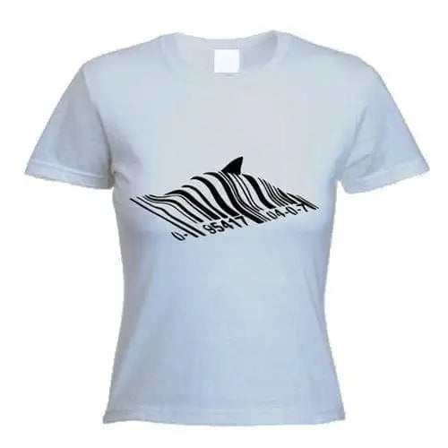 Banksy Barcode Shark Womens T-Shirt XL / Light Grey