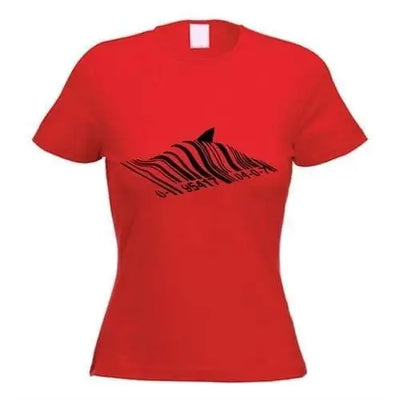Banksy Barcode Shark Womens T-Shirt XL / Red