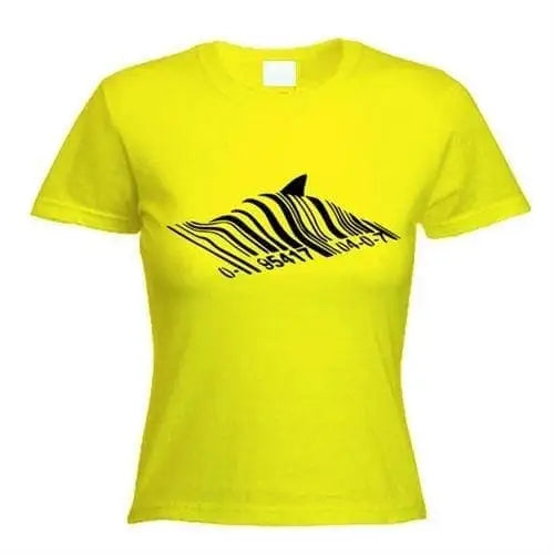 Banksy Barcode Shark Womens T-Shirt XL / Yellow
