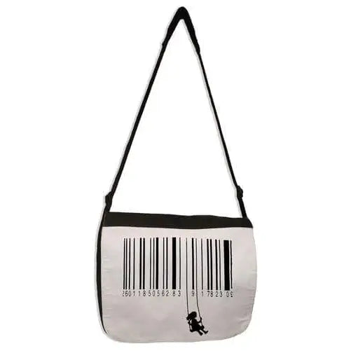 Banksy Barcode Swing Girl Laptop Messenger Bag