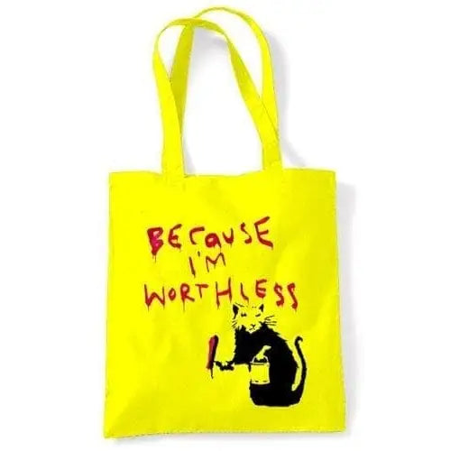 Banksy Because Im Worthless Rat  Shoulder Bag Yellow