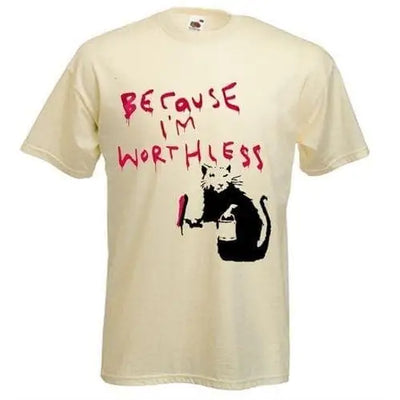 Banksy Because Im Wortless Rat T-Shirt XL / Cream