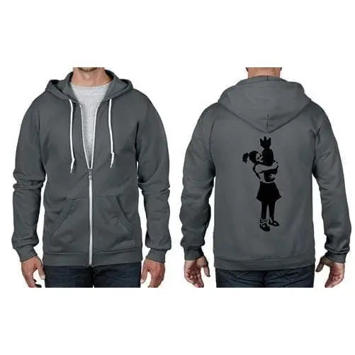 Banksy Bomb Hugger Full Zip Hoodie XXL / Charcoal