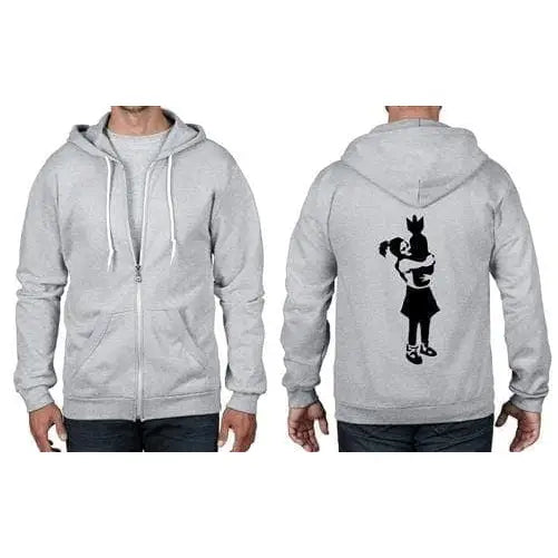 Banksy Bomb Hugger Full Zip Hoodie XXL / Heather Grey