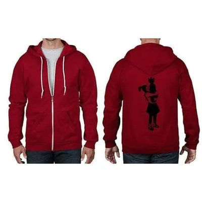 Banksy Bomb Hugger Full Zip Hoodie XXL / Red