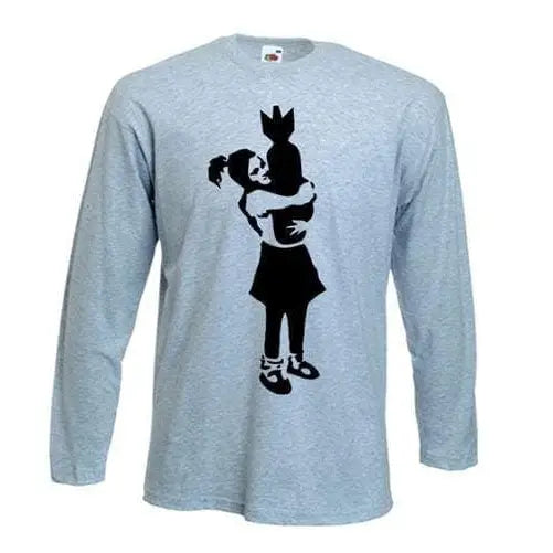 Banksy Bomb Hugger Long Sleeve T-Shirt XXL / Light Grey