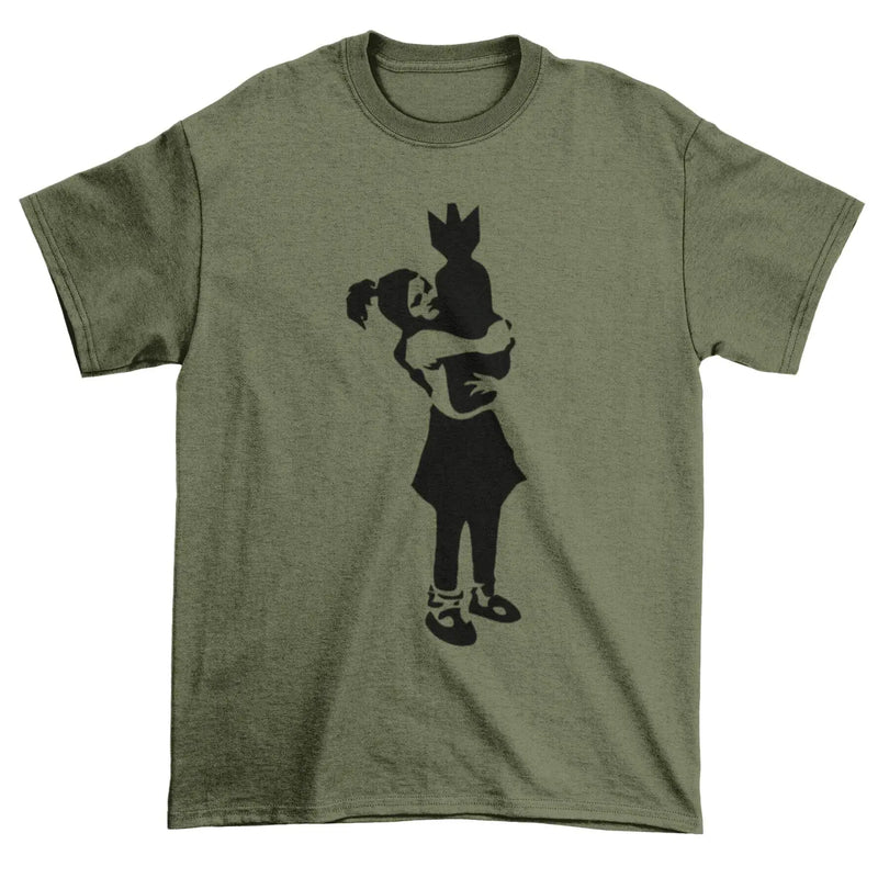 Banksy Bomb Hugger Mens T-Shirt M / Khaki