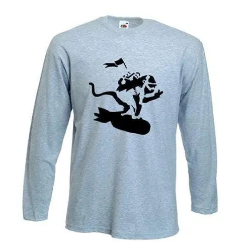 Banksy Bomb Monkey Long Sleeve T-Shirt L / Light Grey