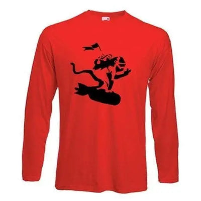 Banksy Bomb Monkey Long Sleeve T-Shirt L / Red