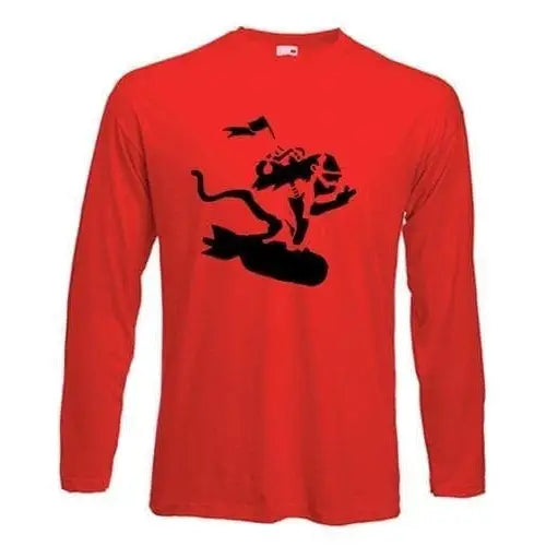 Banksy Bomb Monkey Long Sleeve T-Shirt L / Red
