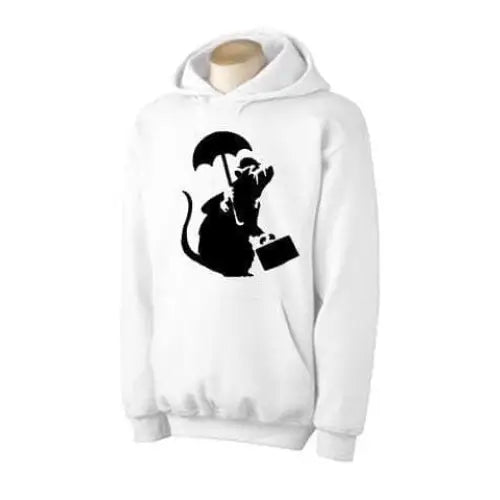 Banksy Bowler Rat Hoodie S / White