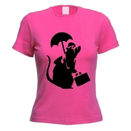 Banksy Bowler Rat  Ladies T-Shirt S / Dark Pink