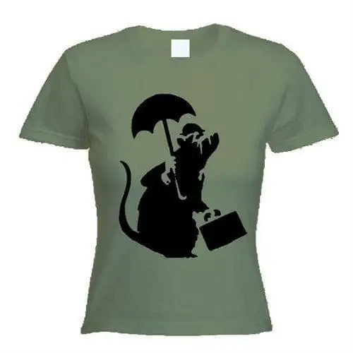 Banksy Bowler Rat  Ladies T-Shirt S / Khaki