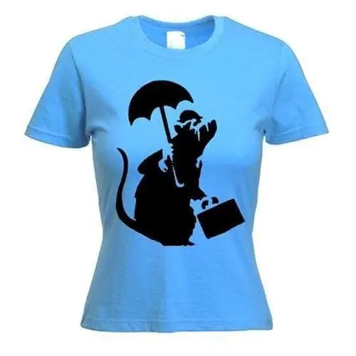 Banksy Bowler Rat  Ladies T-Shirt S / Light Blue