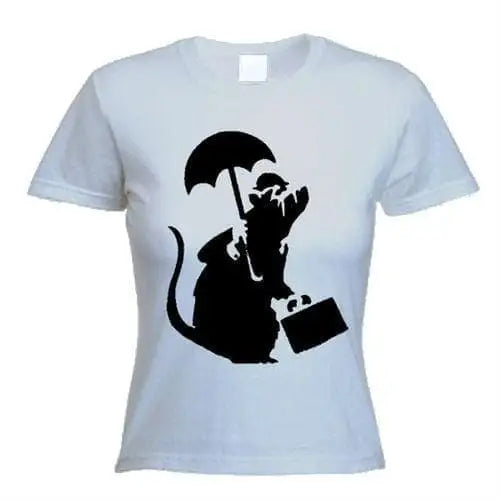 Banksy Bowler Rat  Ladies T-Shirt S / Light Grey