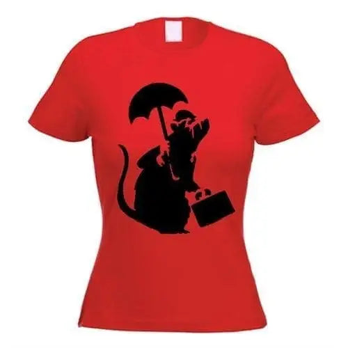 Banksy Bowler Rat  Ladies T-Shirt S / Red