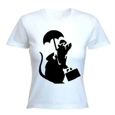 Banksy Bowler Rat  Ladies T-Shirt S / White