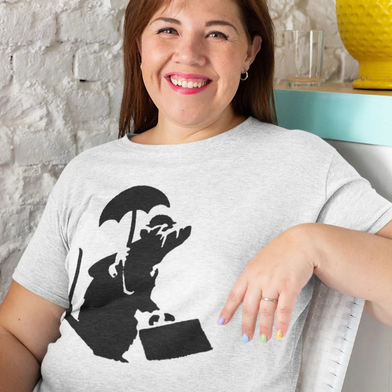 Banksy Bowler Rat Ladies T-Shirt - Womens T-Shirt