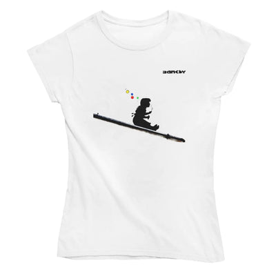 Banksy Bubble Girl Ladies T-Shirt - M / White - Womens
