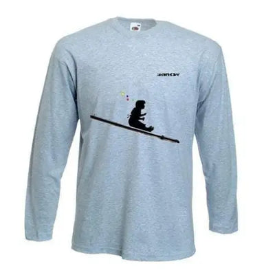 Banksy Bubble Girl Long Sleeve T-Shirt XL / Light Grey