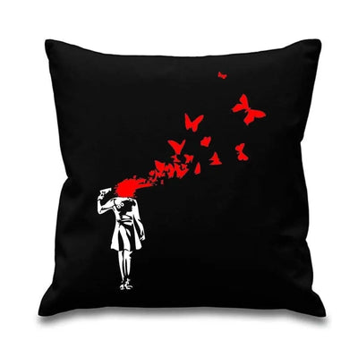 Banksy Butterfly Suicide Cushion