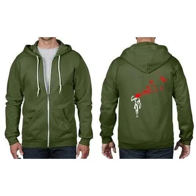 Banksy Butterfly Suicide Full Zip Hoodie M / City Green