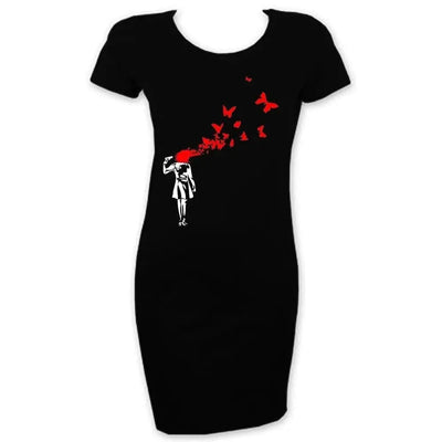 Banksy Butterfly Suicide T Shirt Dress