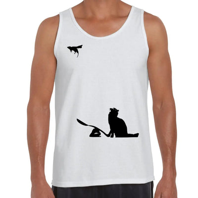 Banksy Cat and Mouse Men's Tank Vest Top S / White