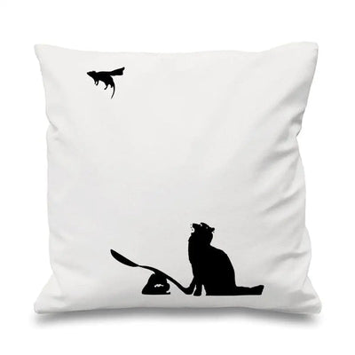 Banksy Cat & Mouse Cushion White