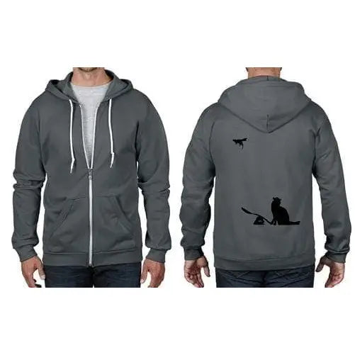 Banksy Cat & Mouse Full Zip Hoodie L / Charcoal