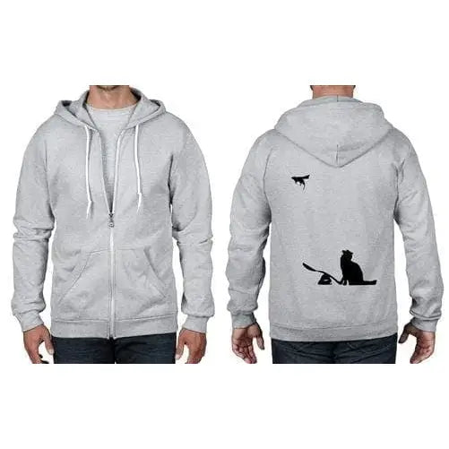 Banksy Cat & Mouse Full Zip Hoodie L / Heather Grey