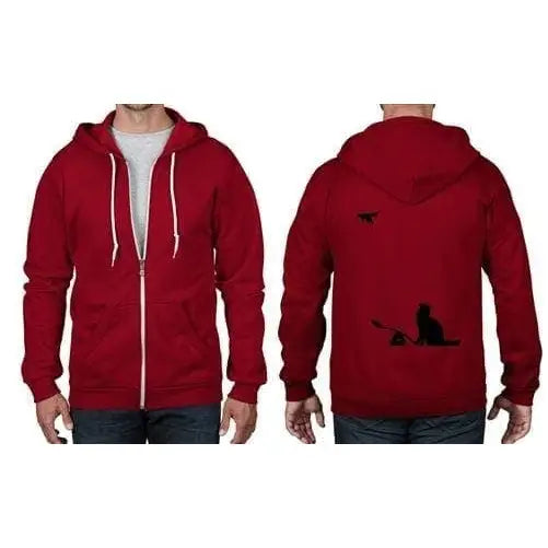 Banksy Cat & Mouse Full Zip Hoodie L / Red