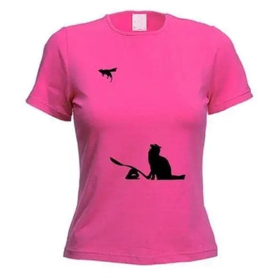 Banksy Cat & Mouse Ladies T-Shirt L / Dark Pink
