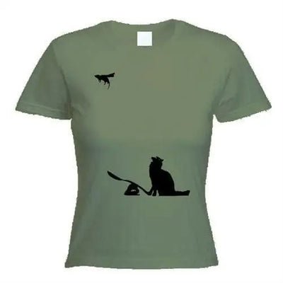 Banksy Cat & Mouse Ladies T-Shirt L / Khaki