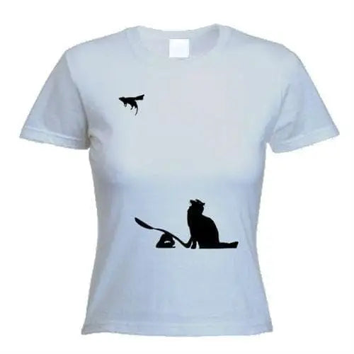 Banksy Cat & Mouse Ladies T-Shirt L / Light Grey