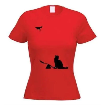 Banksy Cat & Mouse Ladies T-Shirt L / Red