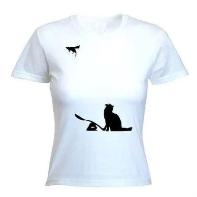 Banksy Cat & Mouse Ladies T-Shirt L / White