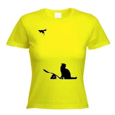 Banksy Cat & Mouse Ladies T-Shirt L / Yellow