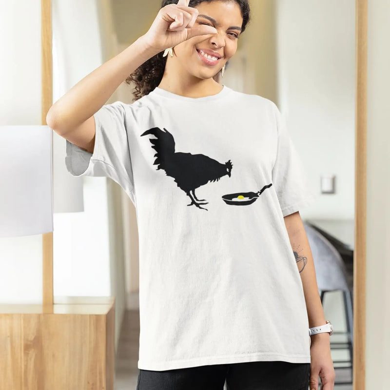 Banksy Chicken & Egg Ladies T-Shirt - Womens T-Shirt