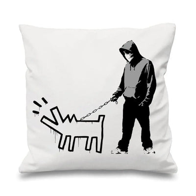 Banksy Choose Your Weapon Cushion White