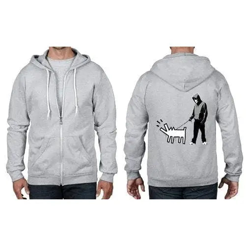 Banksy Choose Your Weapon Full Zip Hoodie XL / Light Grey