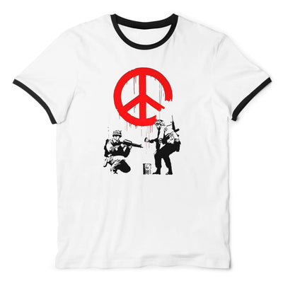 Banksy CND Soldiers Contrast Ringer T-Shirt XXL